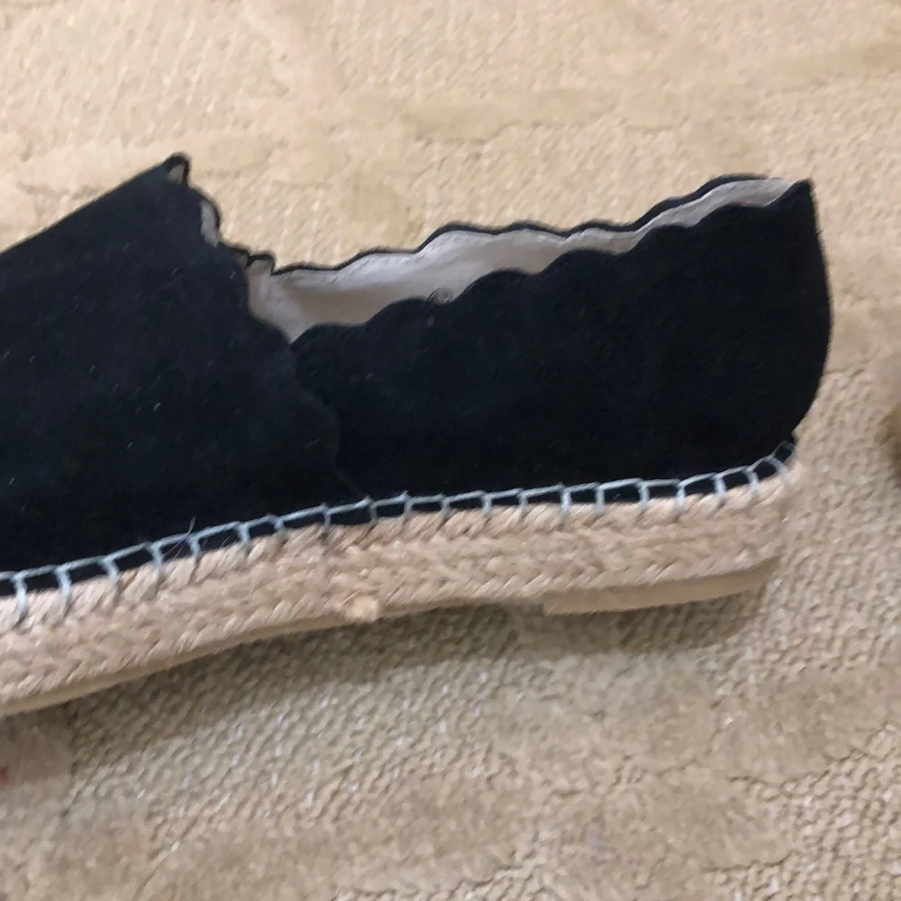 Catherine Malandrino black scalloped espadrilles